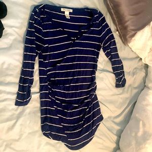 Navy Striped 3/4 Length White House Black Market Shirt